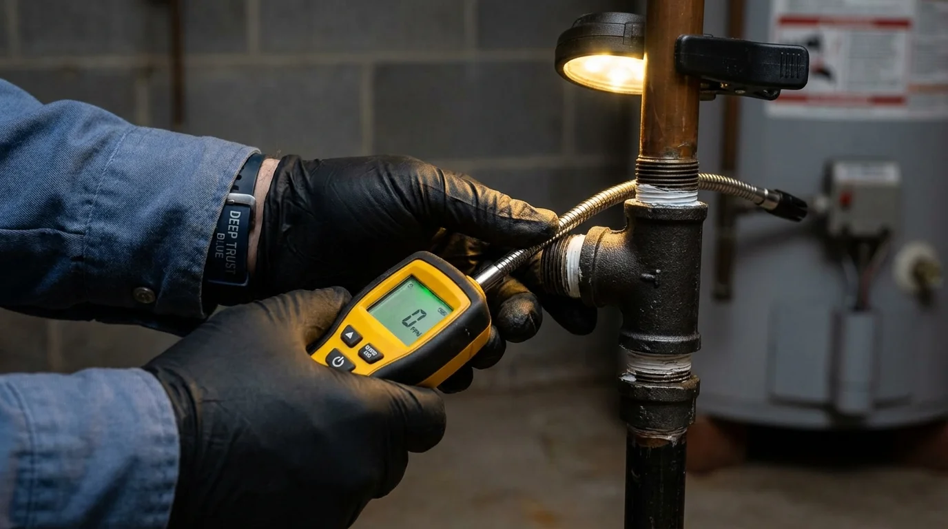Gas leak detection with electronic sniffer by Johns Plumbing LLC in Broken Bow